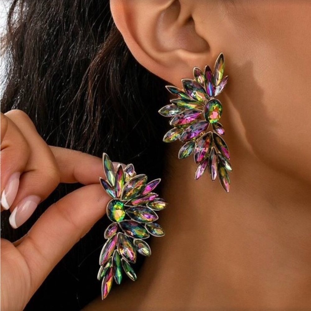 ✨NEW Elegant Multicolor rhinestone crystal Statement Earrings